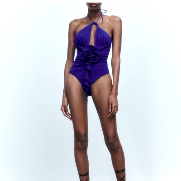 ZARA NWT FLORAL HALTER BODYSUIT - Picture 4 of 10